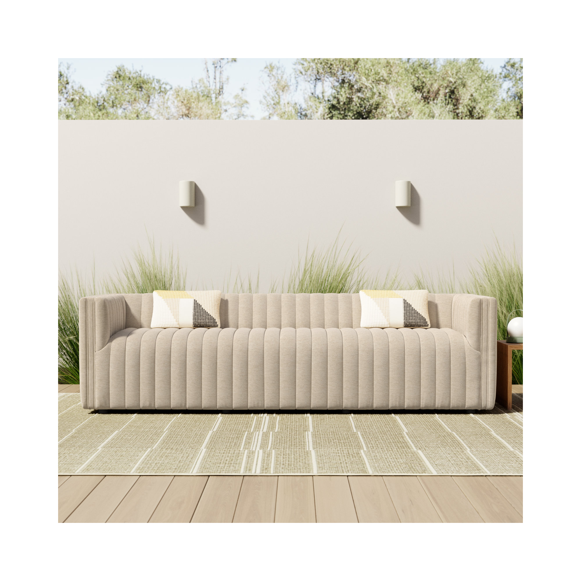Brandt 96" Outdoor Sofa, Cream