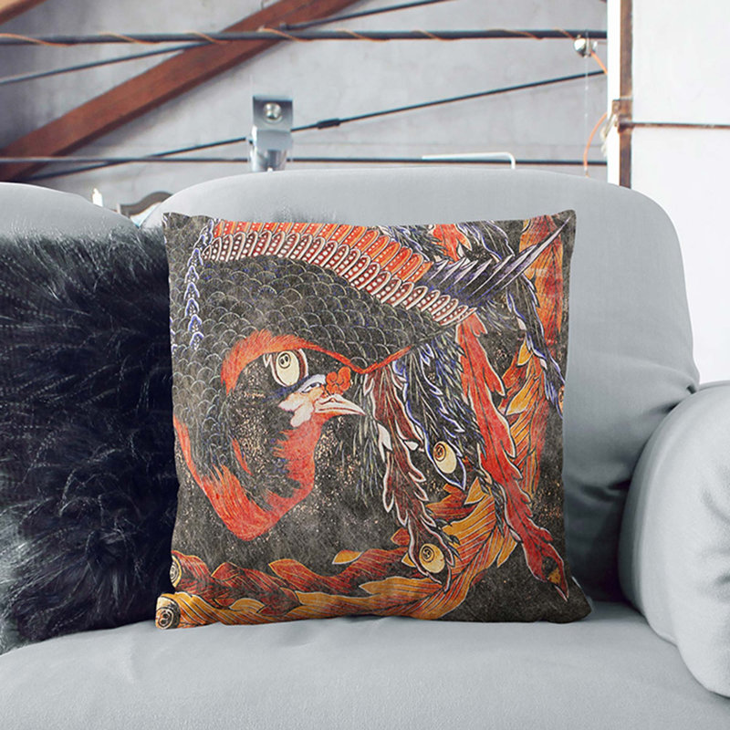 Phoenix by Katsushika Hokusai Cushion with Filling, 55cm H x 55cm W x 20cm D