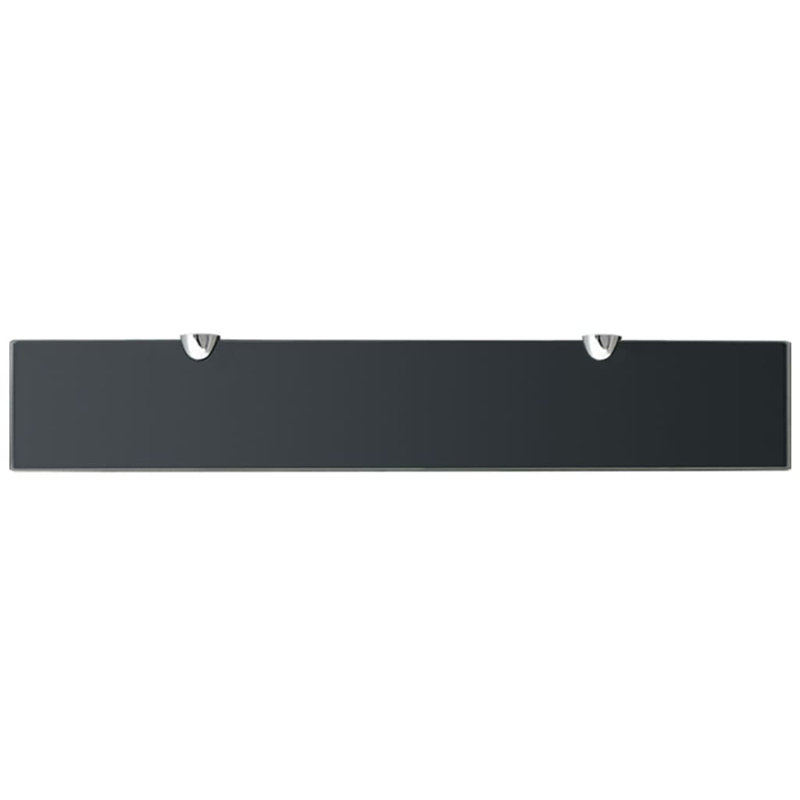 2 Piece Glass Floating Shelf, Black, 0.8cm H x 60cm W x 10cm D