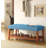 Charla Light Blue Fabric & Oak Finish Bench-2072608327
