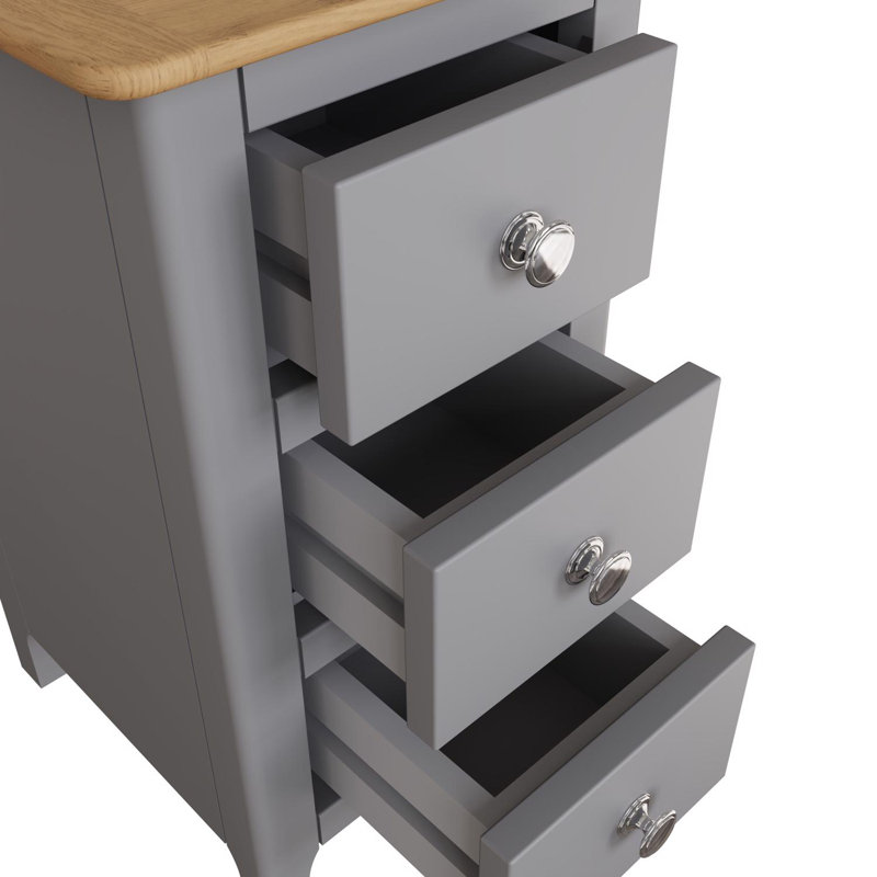 Clary 3 Drawer Bedside Table, Grey