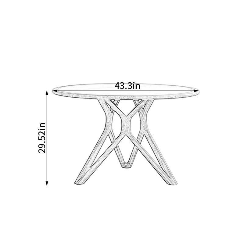 Durable Rock Slab Black Walnut Round Dining Table, 29.52" H x 43.3" L x 43.3" W