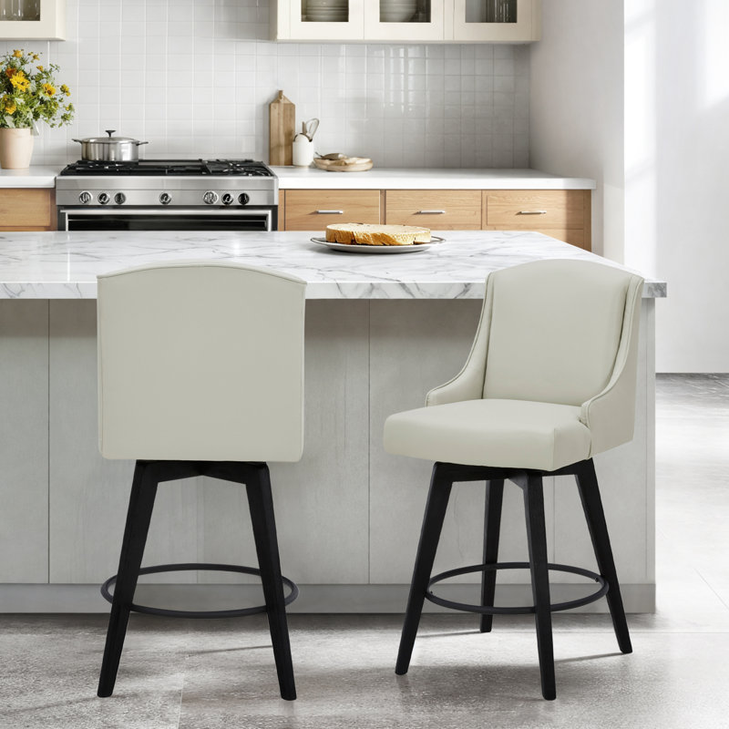Annelotte 26'' Swivel Counter Stool, Creamy Gray