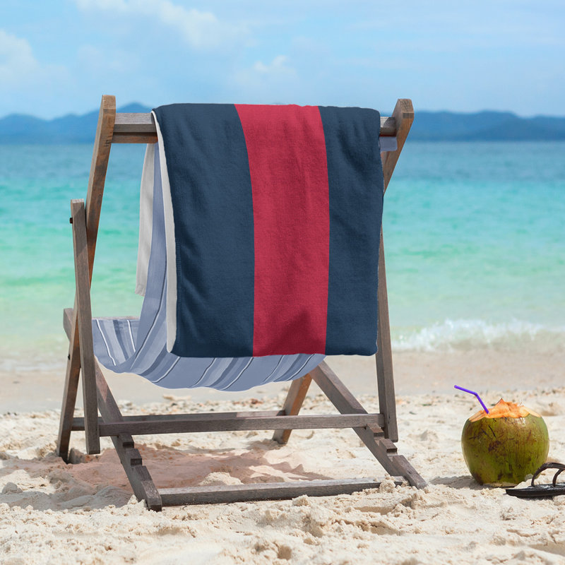 Beach Towel, Navy Blue/Red