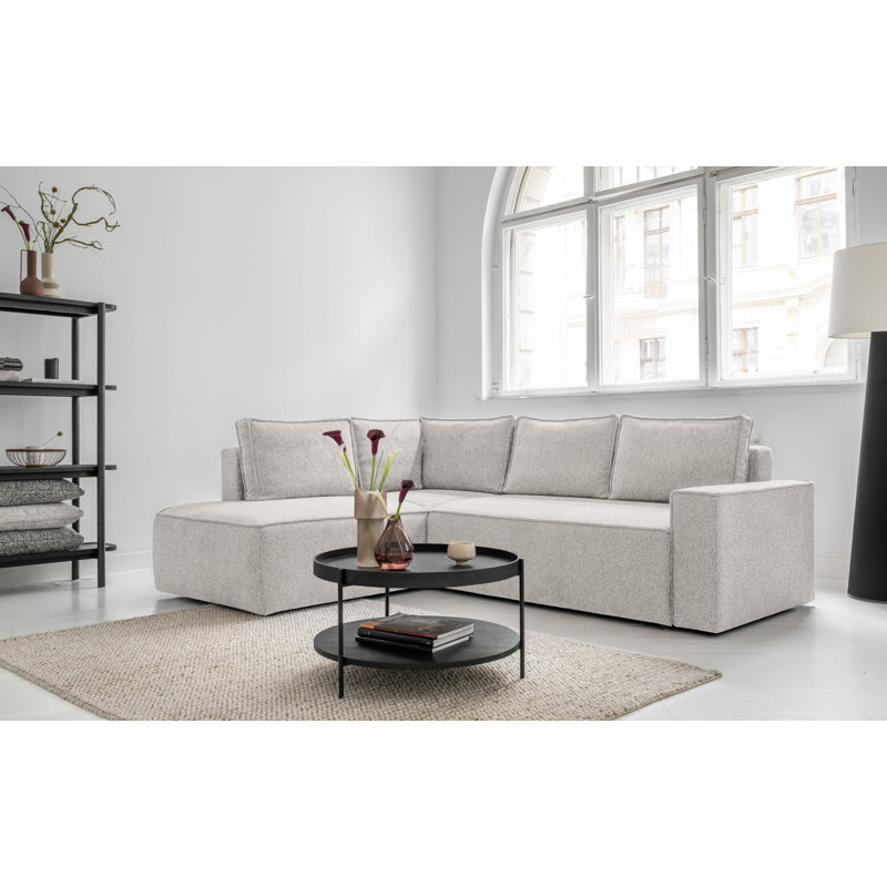 Brave Dave 6 Seater Corner Sofa Bed Chenille, Beige