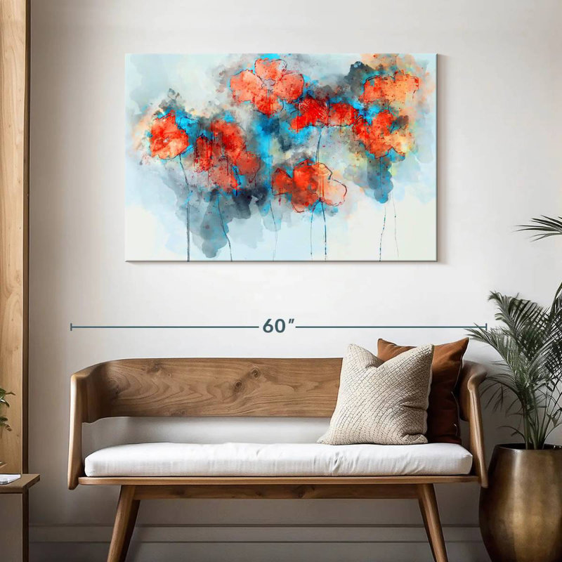 Coquelicots à motif floral abstrait Avery, H 30 po x l 45 po