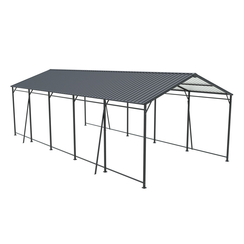 Abri de voiture en acier galvanisé robuste 13 po x 26,5 po avec toit gris anthracite