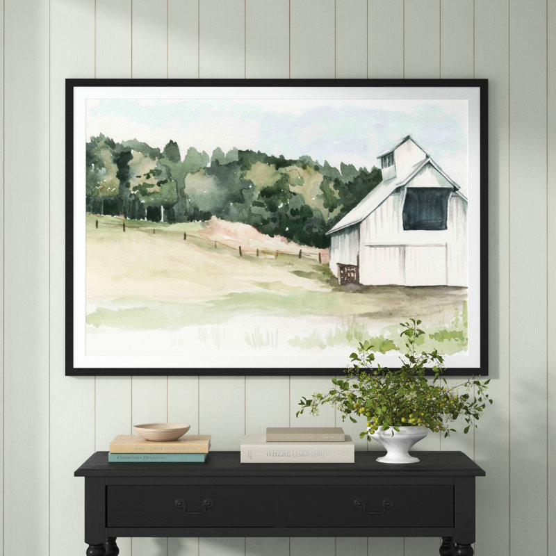 «Barn III» par Jennifer Paxton Parker - peinture encadrée, Noir, H 12 po x l 18 po