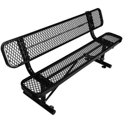 Banc d'extérieur en acier au carbone noir de 6 pi avec assise longue et confortable, plusieurs options de placement, lignes épurées, profondeur de 72 po, largeur de 23,2 po, hauteur de 32,5 po et poids de 86 lb