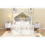 Lit maison moderne en bois massif avec tablette de rangement et auvent en tissu Elvon-126227808-126227809