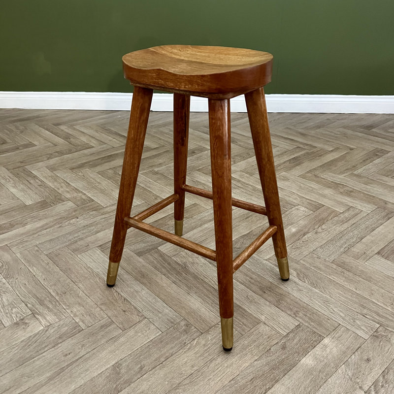 Generosa Counter Stool with Solid Wood Frame, Light Oak