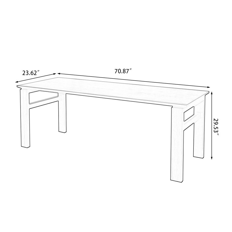 Nut-brown Rectangular Solid Wood desk, 29.53" H x 70.87" W x 23.62" D