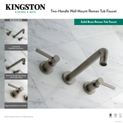 Robinet de baignoire romaine à 3 poignées et 3 poignées à fixation murale Kingston Brass