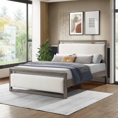 Juniper Solid Wood Boucle Bed