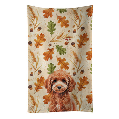 Miniature Red Poodle Heirloom Fall Kitchen Towel