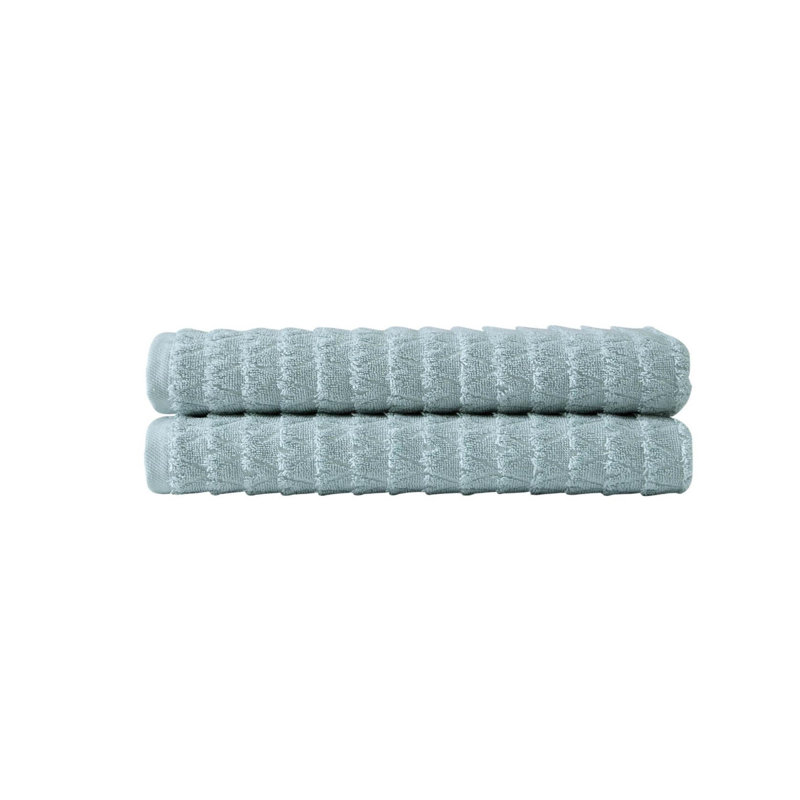 Ensemble de deux serviettes de bain géométriques turquoise en coton turc 27" x 54"