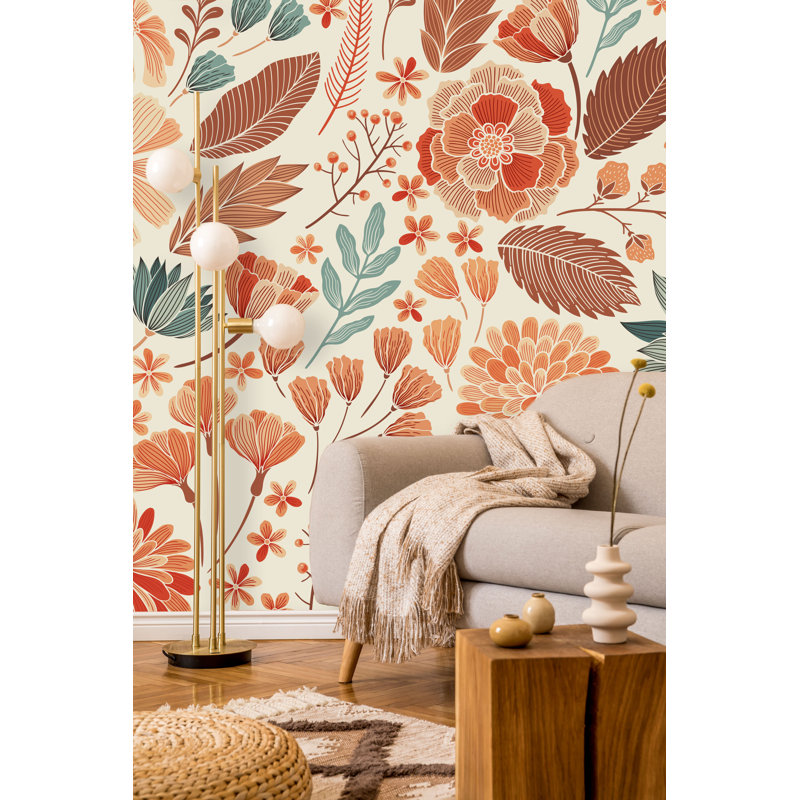 Peel & Stick Floral Wall Mural, 100" W x 8.33" L