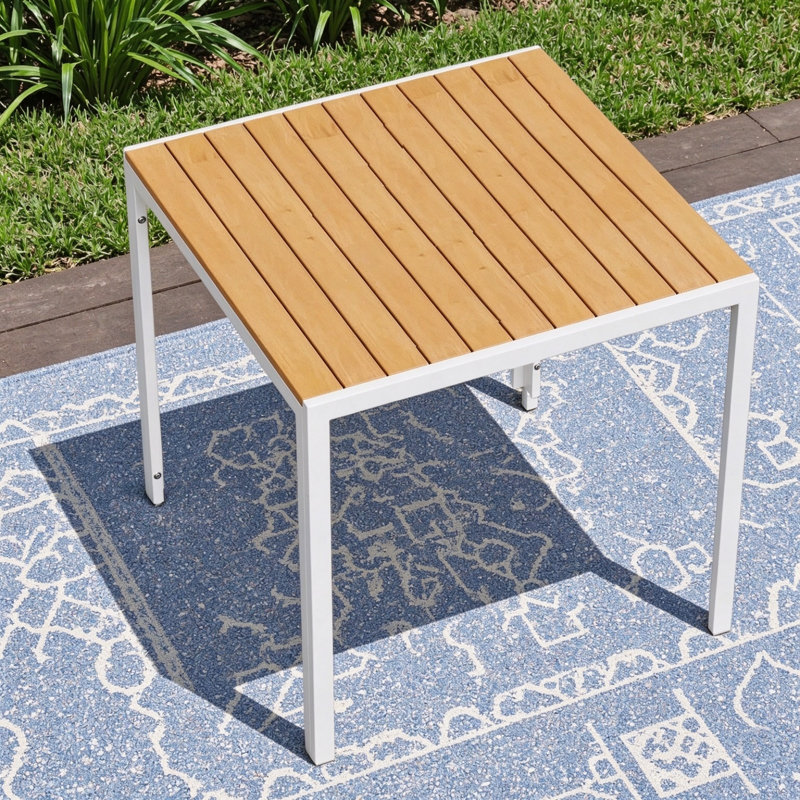White Square Garden Table with WPC Table Top for Balcony