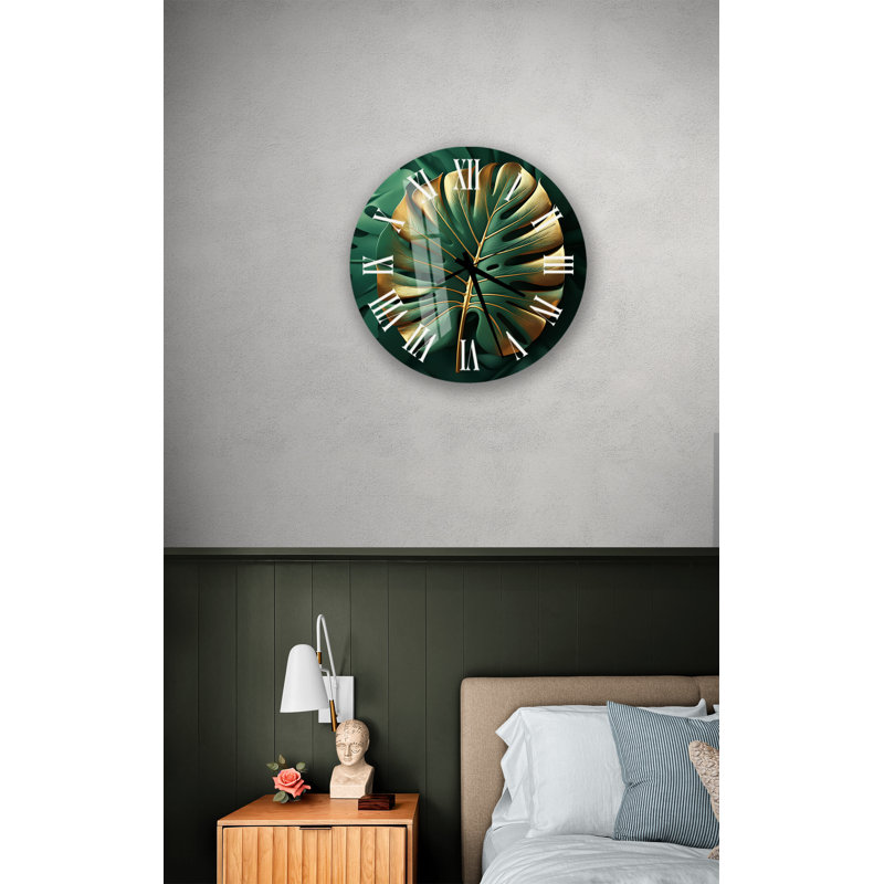 Horloge murale Glam Emerald Green, Blanc