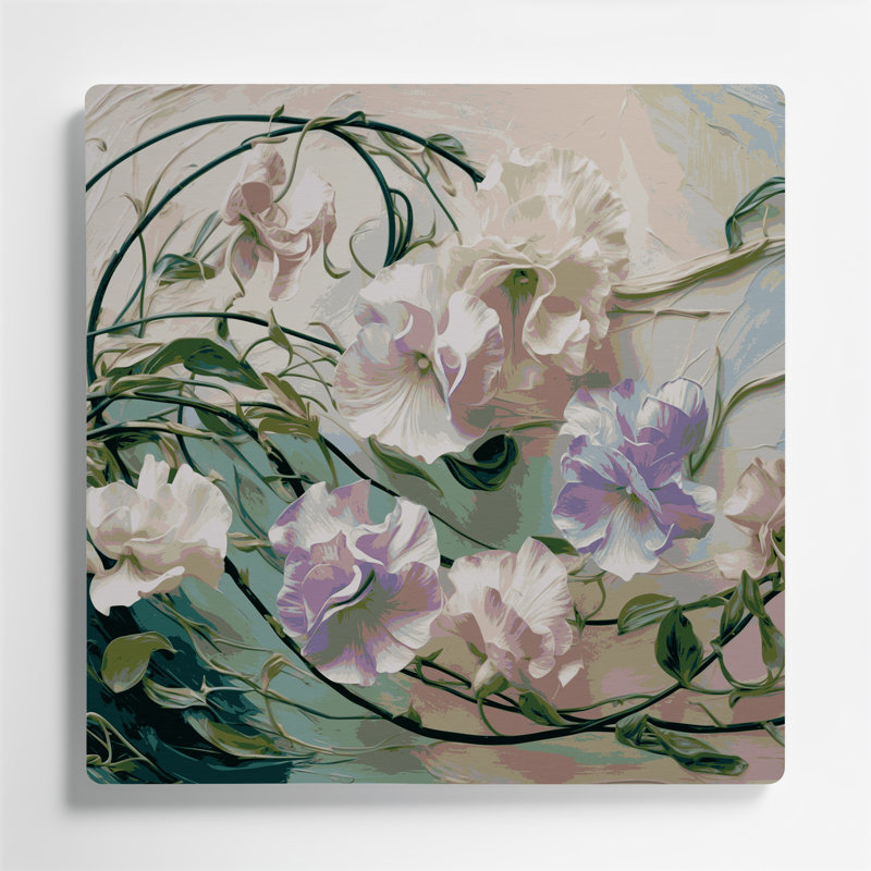 Art mural en métal Botanical Sweet Pea, H 144 po x l 144 po x P 0,05 po