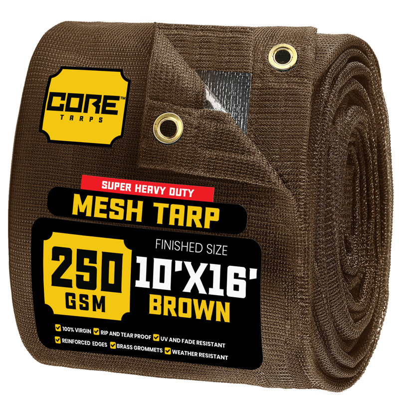 10 pi x 16 pi 250 g / m² 7,5 oz bâche robuste, résistant aux rayons UV, Brun