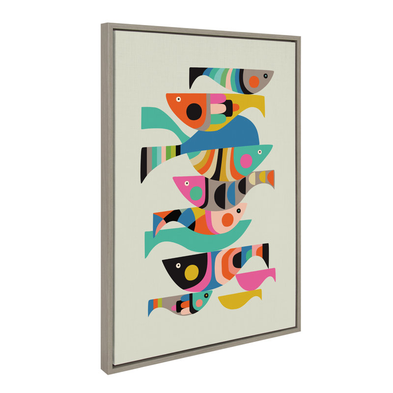 Under the Sea par Rachel Lee 3 Birdies Studio, reproduction d'art sur toile encadrée, 23 po x 33 po, gris