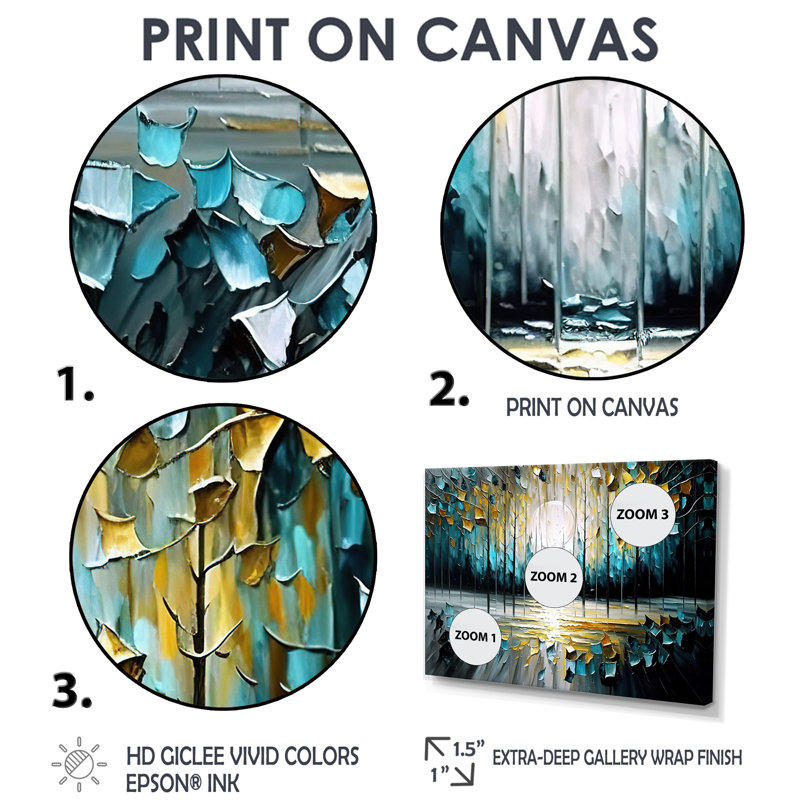 Abstract Nature Trees Painting II - Modern Wall Decor 4 Pieces, Black, Framed Print without Mat