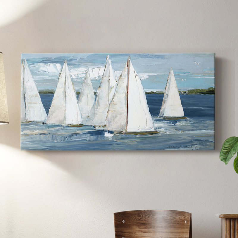 White Sails- Gallery Wrapped Canvas -Ready to Hang, 16"H x 32" W
