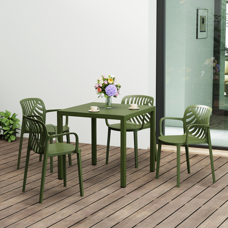 Ensemble repas carré pour 4 personnes, Vert