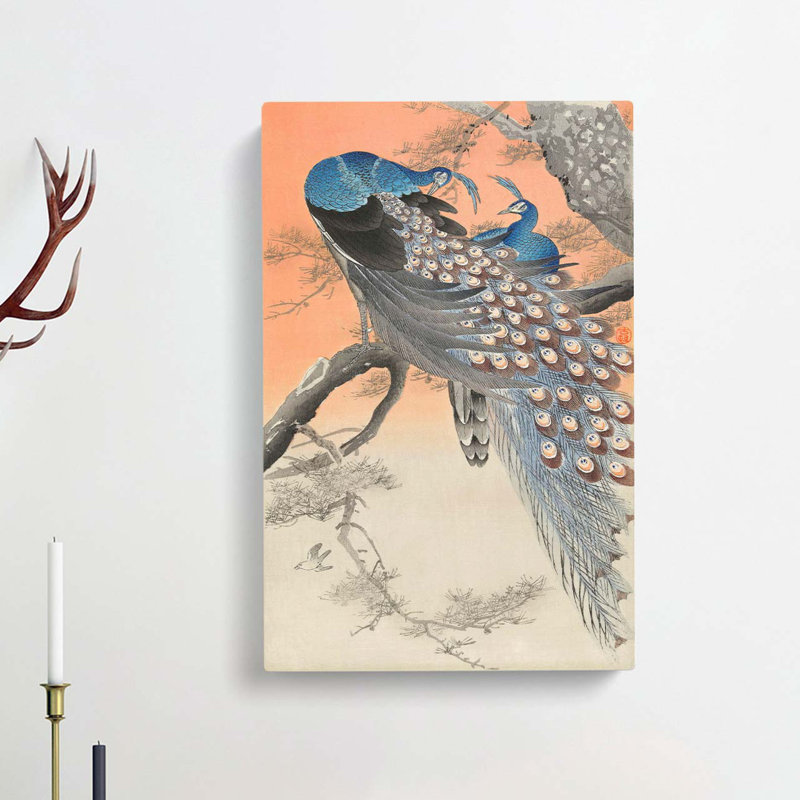 Two Peacocks by Ohara Koson - Wrapped Canvas, 60cm H x 40cm W x 3cm D
