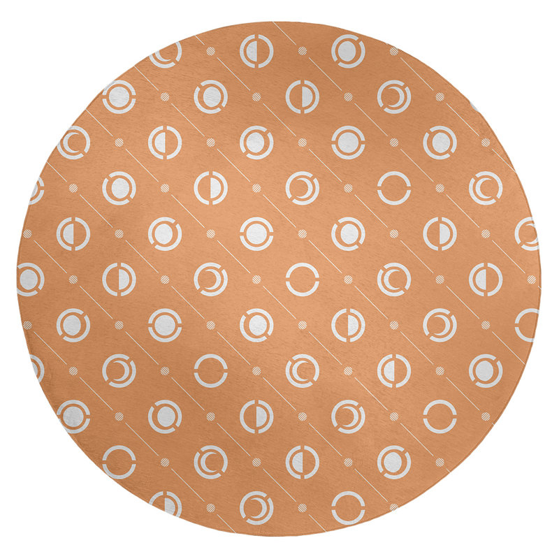 Tapis à phases orange/blanc lune, Rond 5 pi