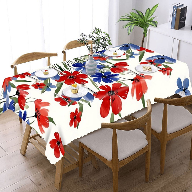 Nappe rectangulaire rouge à bordure festonnée 60 x 120