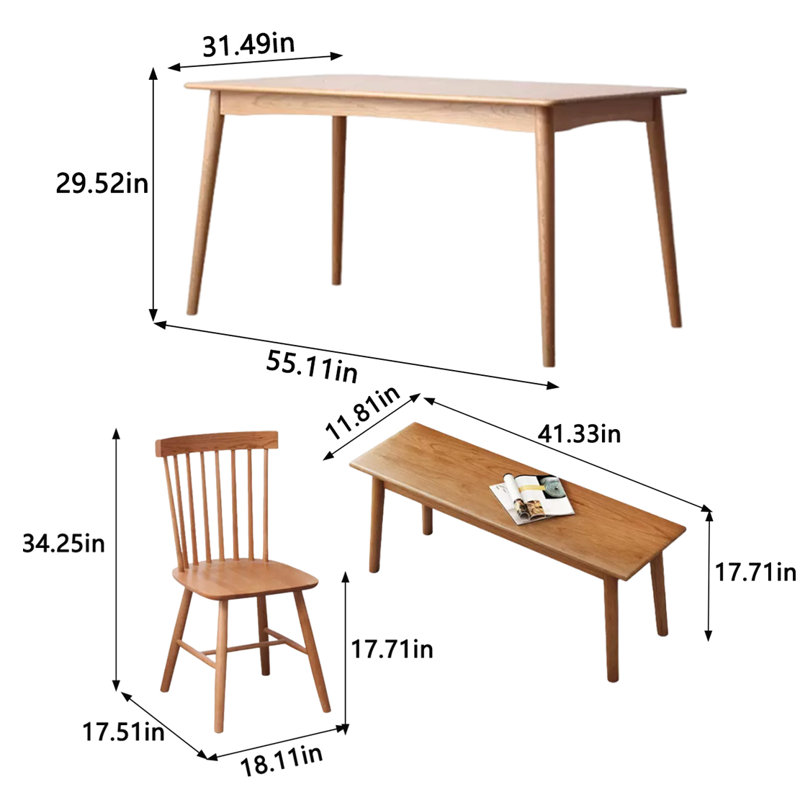 Table solid wood rectangle household simple