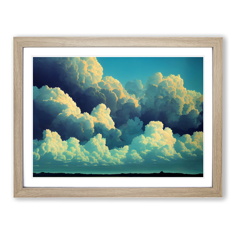 Pleasant Clouds - Single Picture Frame Print, 46cm H x 64cm W x 2cm D, Oak Framed