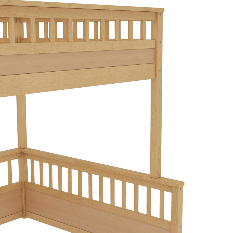 Lit double superposé au-dessus de grand lit double avec échelle, garde-corps et conception détachable pour une utilisation polyvalente et sécuritaire