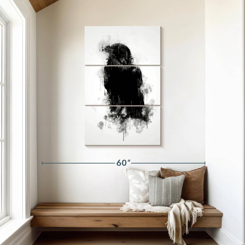 Brampt Crow Raven Black And White, 45" H x 28" W