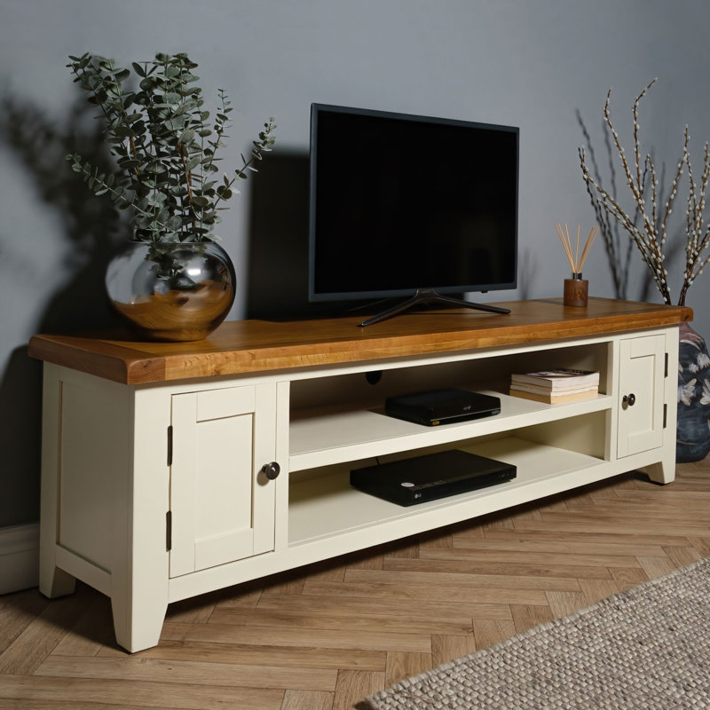 Cobscook Unfinished TV Stand for TVs up to 75", Cream/Brown