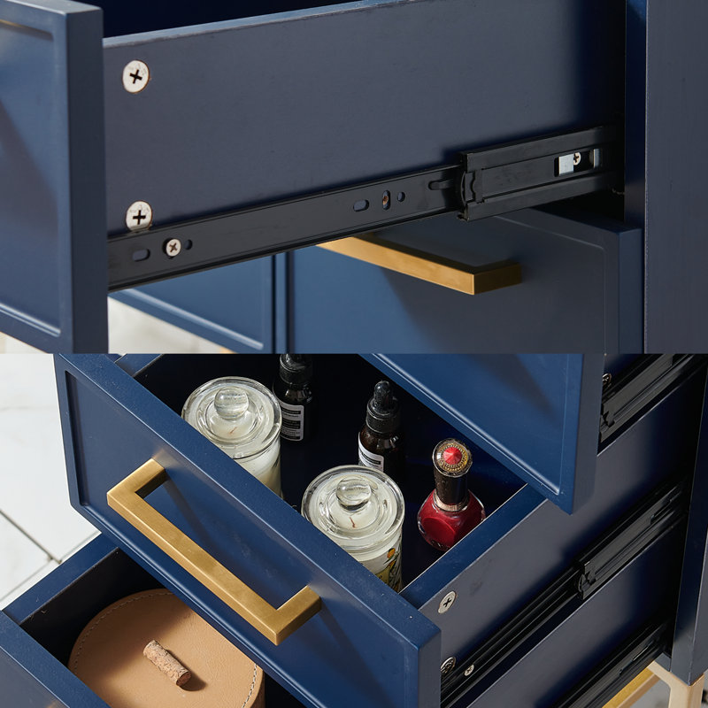 Ensemble de meuble-lavabo simple 36 po avec tablettes 36 po, Bleu