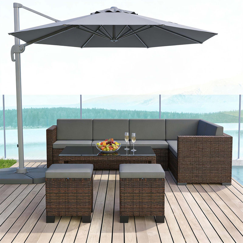 Ensemble de 2 cubes de repose-pieds d'extérieur en osier polyvalent, idéal pour les sièges, les repose-pieds et les tables d'appoint au design durable