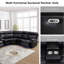 Ensemble de canapé inclinable électrique en cuir 3 pièces avec console gauche, commande tactile et chargement USB - Modulaire inclinable électrique moderne pour le salon
