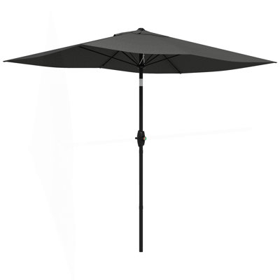 Patio Umbrella, 6.5' X 10' Rectangular Market Umbrella, Patio Outdoor Table Umbrella With Crank And Push Button Tilt, Dark Gray -  Dovecove, B6A98760319344A28CA9C15C2BEFE5C9