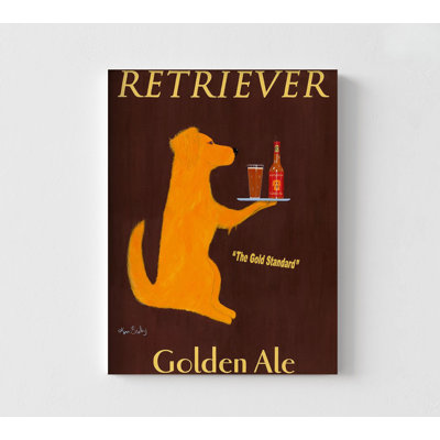 «Golden Ale» par Ken Bailey, décoration murale de bar à bière, art mural de bar pour animaux de compagnie, impression d'affiche de bière Golden Retriever, bureau du propriétaire du bar