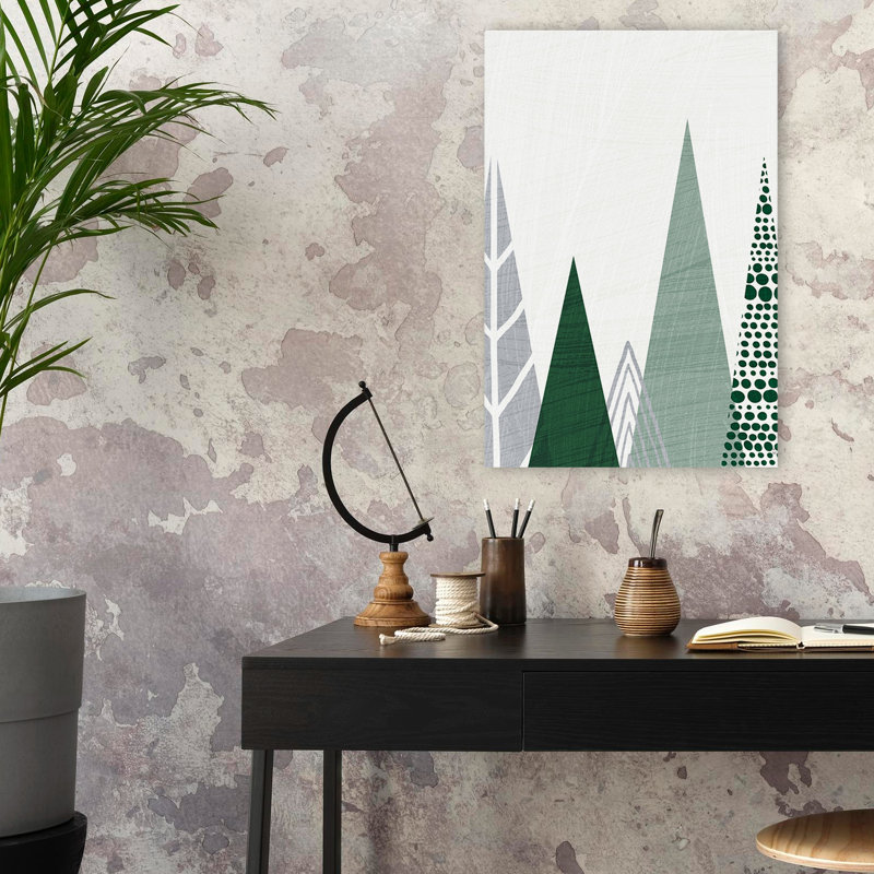 Forêt scandinave et minimaliste géométrique III, H 24 po x l 16 po