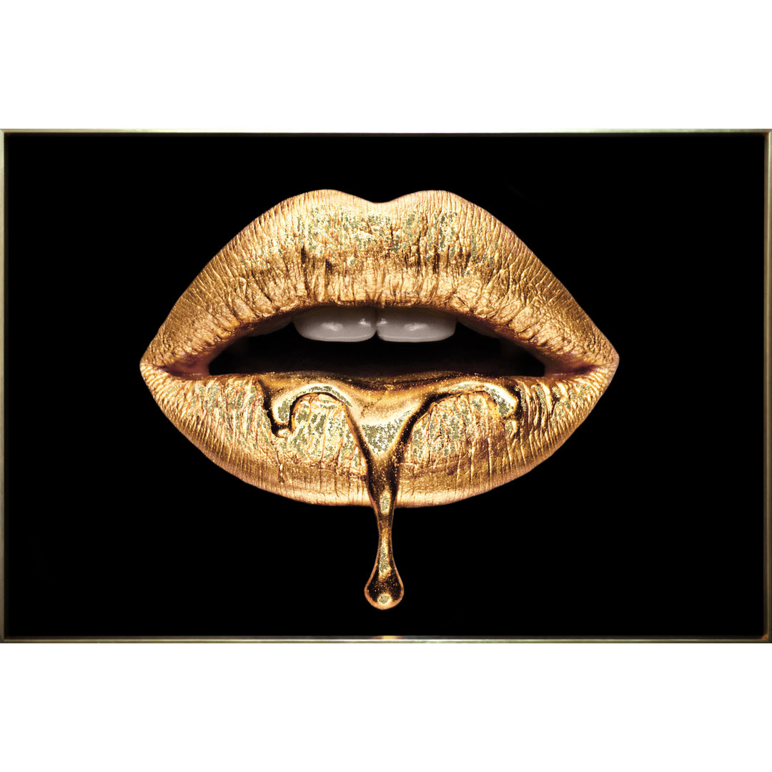 Glasbild Goldene Lippen