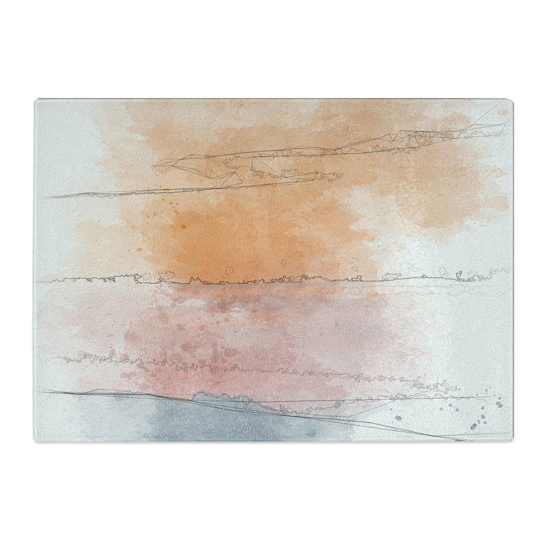 Tempered Glass Mountain Layers Abstract Chopping Board