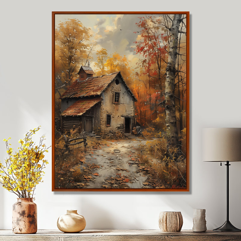 Décoration de grange d'automne brune rustique II - décoration murale grange, Toile avec cadre flottant brun