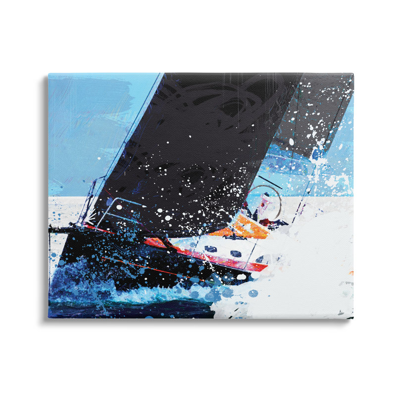 «Boat Rough Water Splashing Waves Ocean Collage» par Savannah Miller - impression, Toile tendue, H 16 po x l 20 po x P 1,5 po