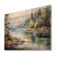 Tranquillité scandinave des Lacs, art mural en bois sur bois de pin naturel-101404443