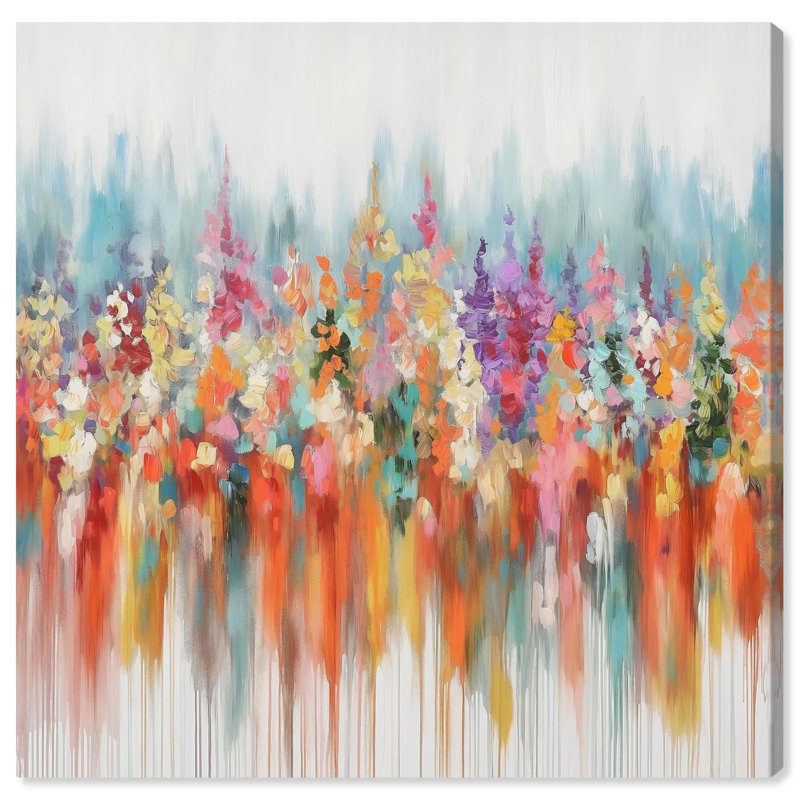 Burst of Flora Multicolor Abstract Canvas Art, 20" x 20"