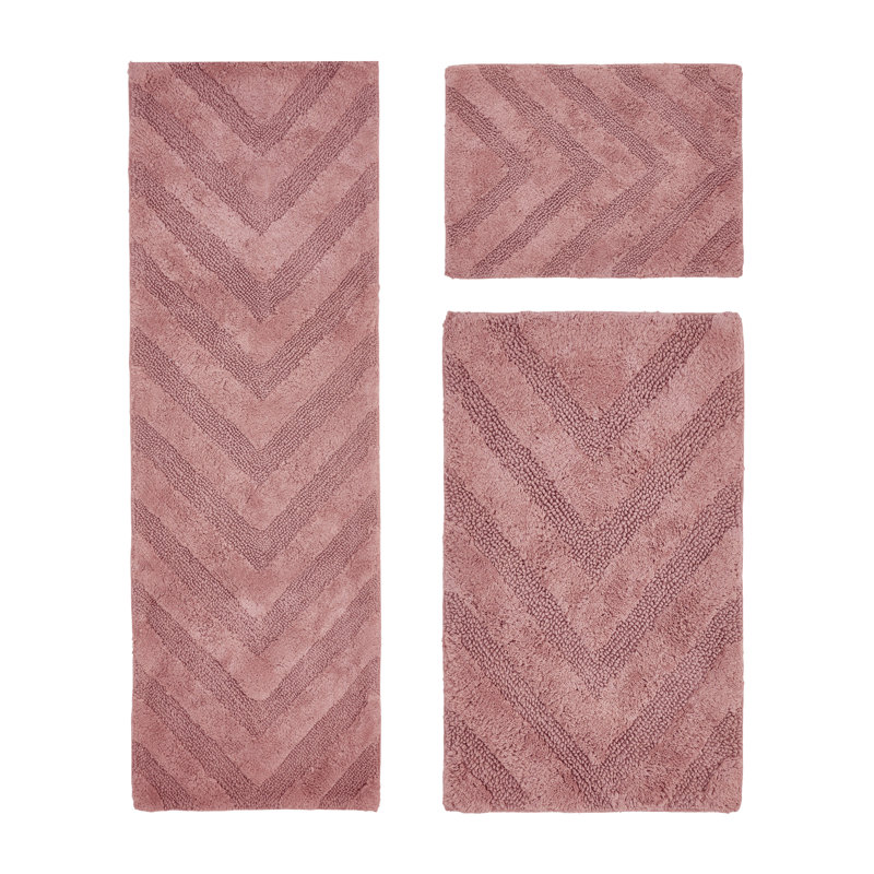 Ensemble de tapis pour salle de bain 3 pièces Branston Premium 100% coton 1990 GSM, Rose
